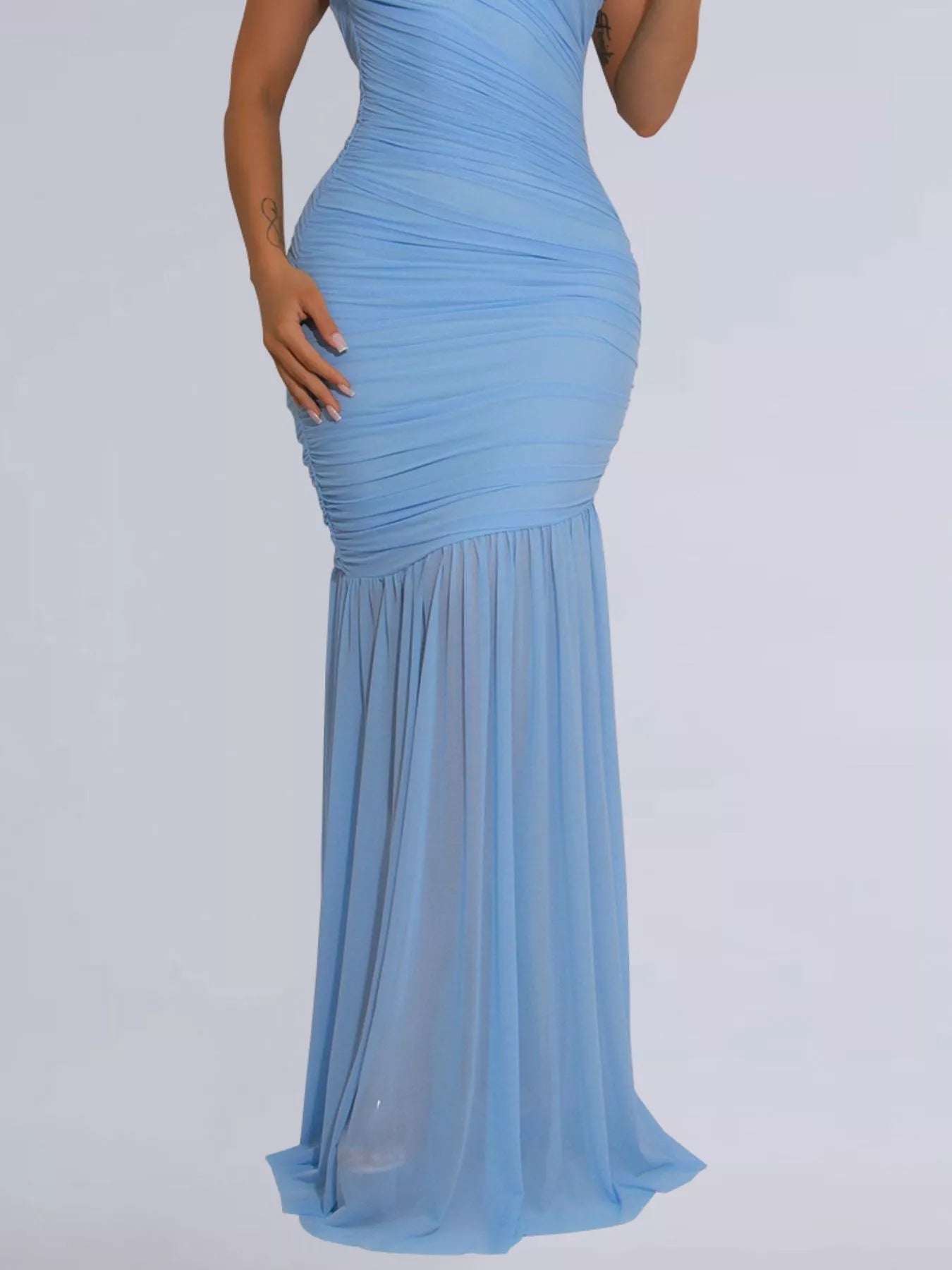 One-Shoulder Ruched Bodycon Maxi Dress-Maxi Dress.-Splashis-Splashis