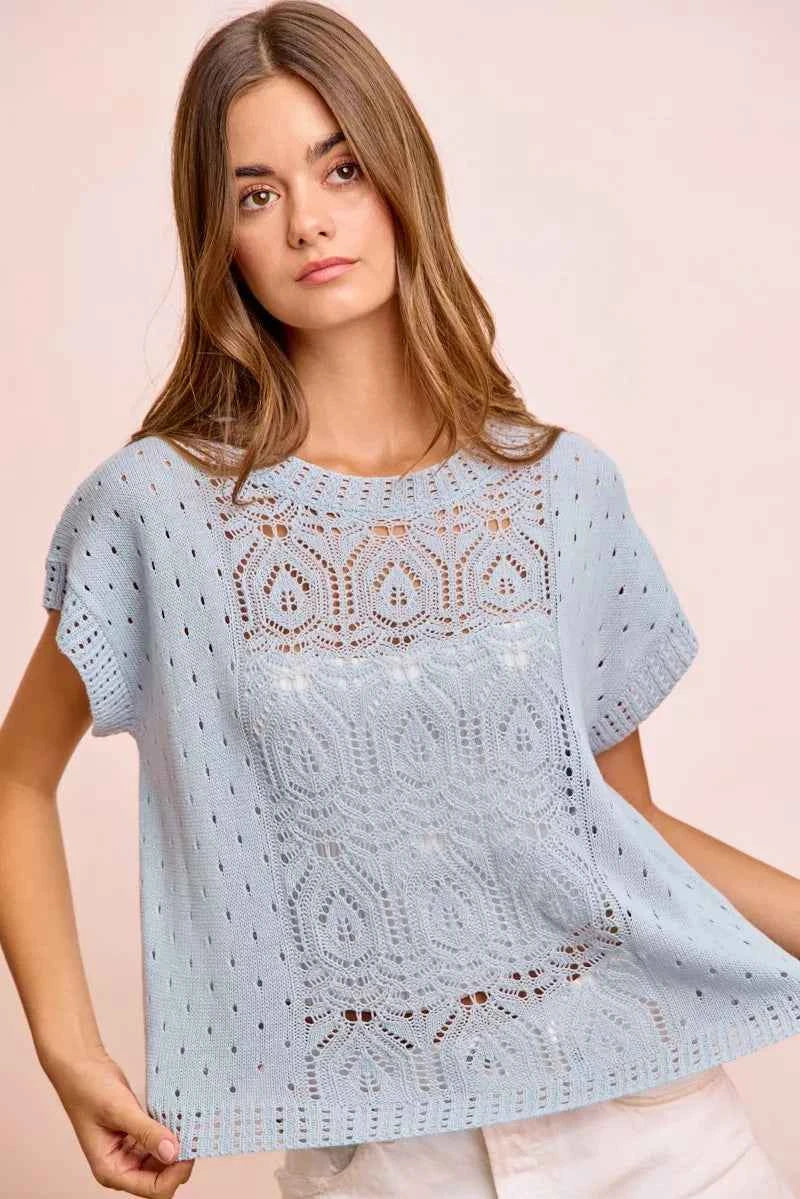 Effortlessly Chic Eyelet Knit Top Secondary image