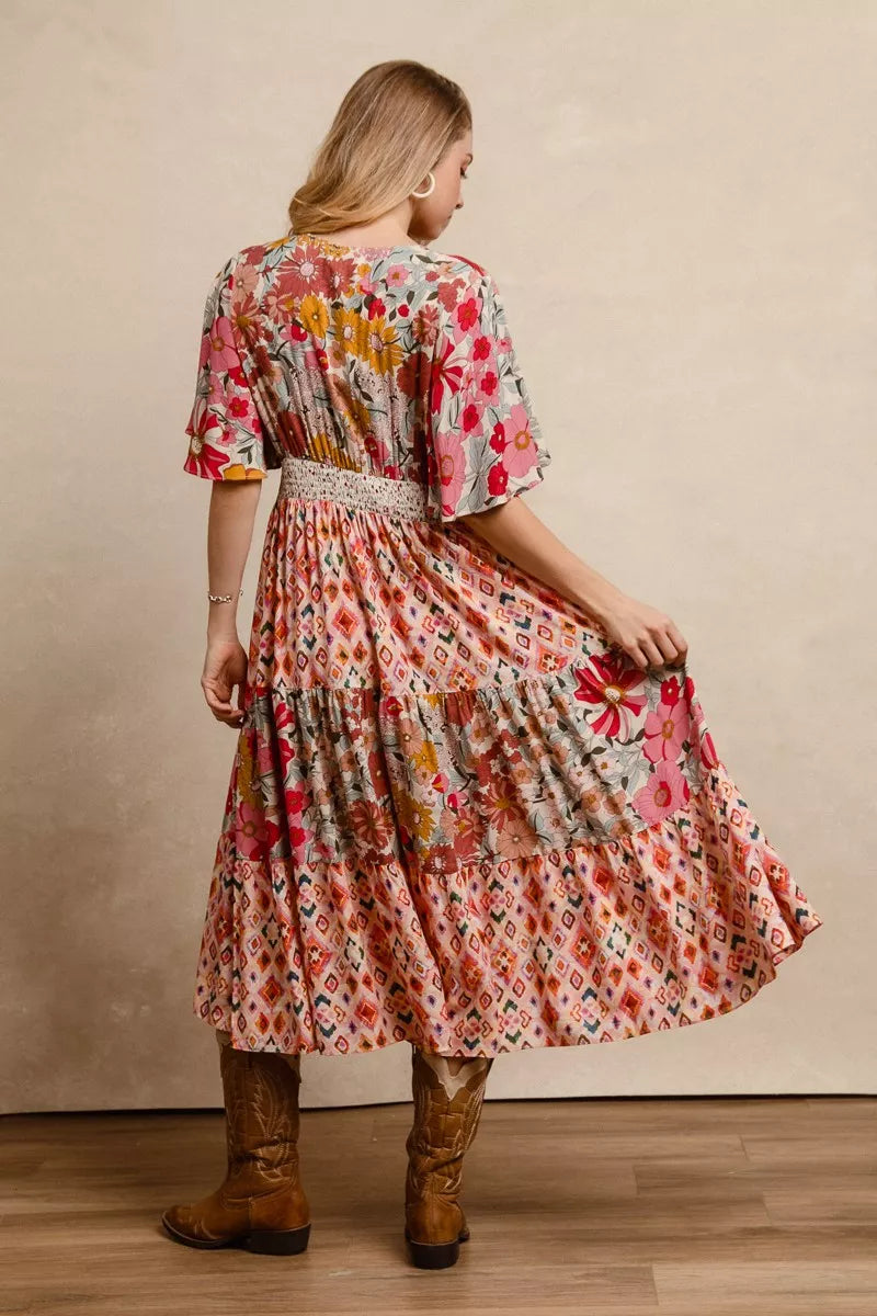 Floral Print Mix and Match Midi Dress Secondary image