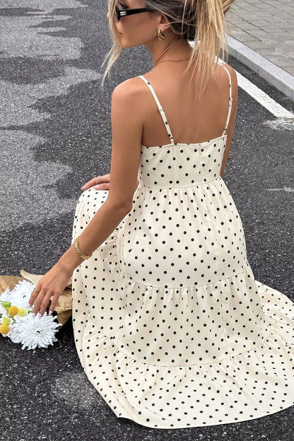 Polka Dot Tie-Front Cutout Maxi Dress-Maxi Dress.-Splashis-Splashis