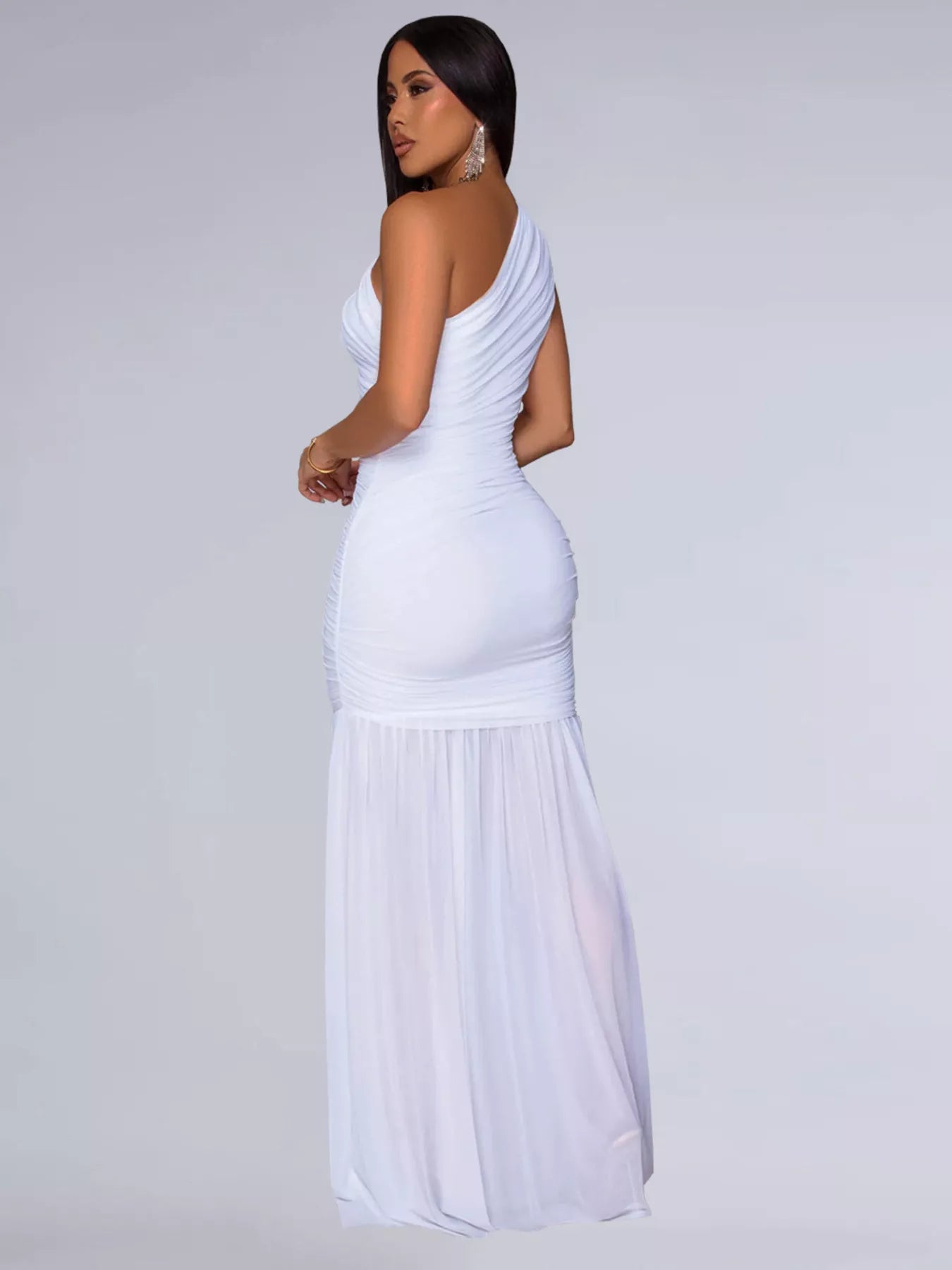 One-Shoulder Ruched Bodycon Maxi Dress-Maxi Dress.-Splashis-Splashis