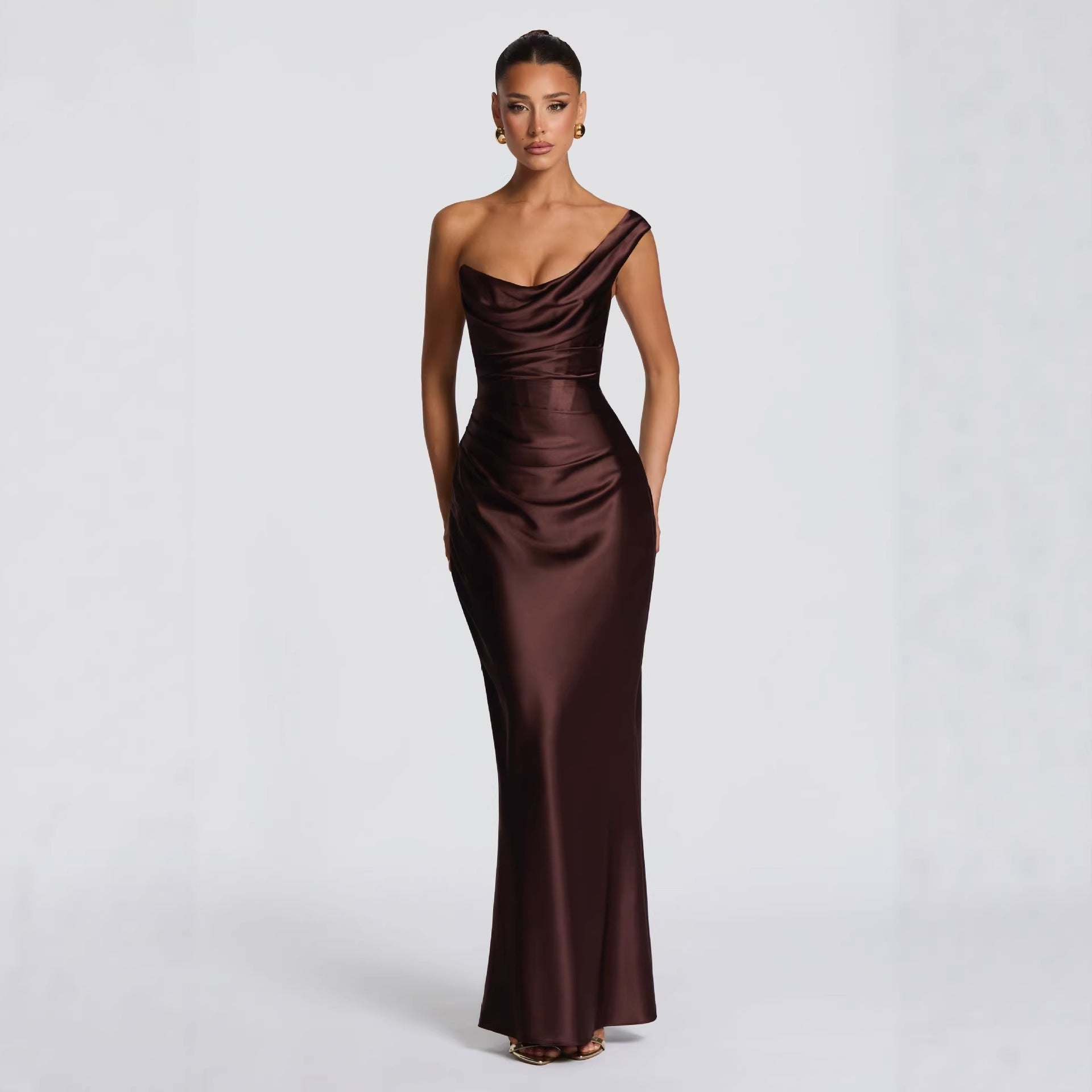 One-Shoulder Sleeveless Evening Dress view 3
