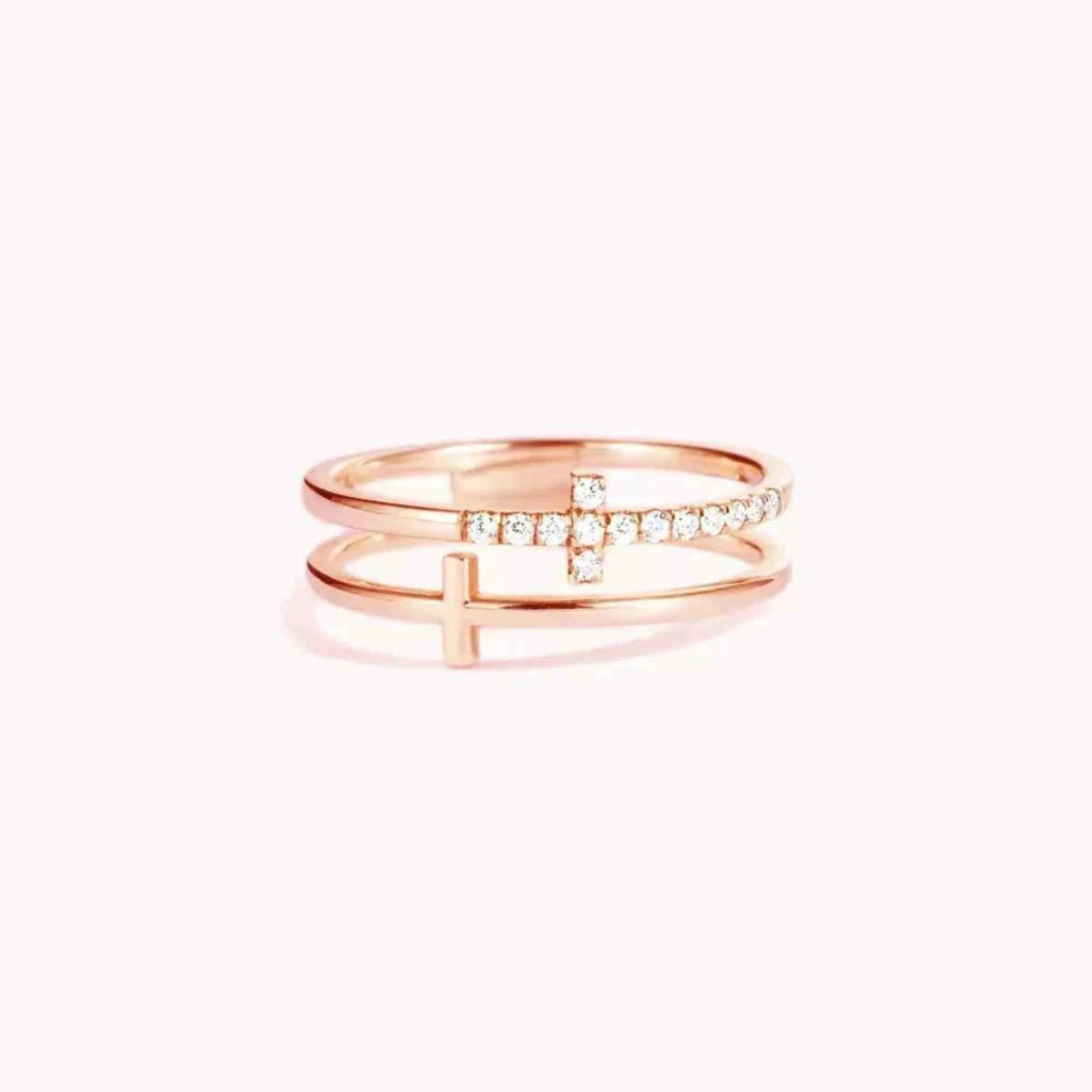 Double band zircon cross ring in 925 silver — additional view 10