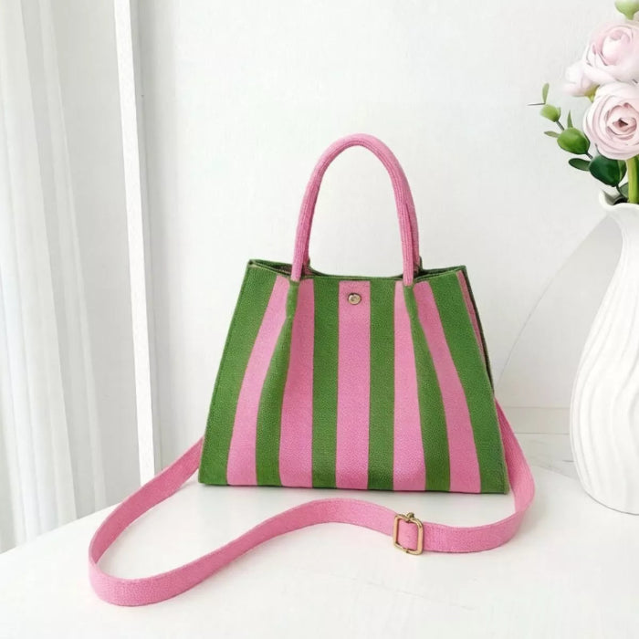 Striped crossbody bag with adjustable strap — primary view Main image
