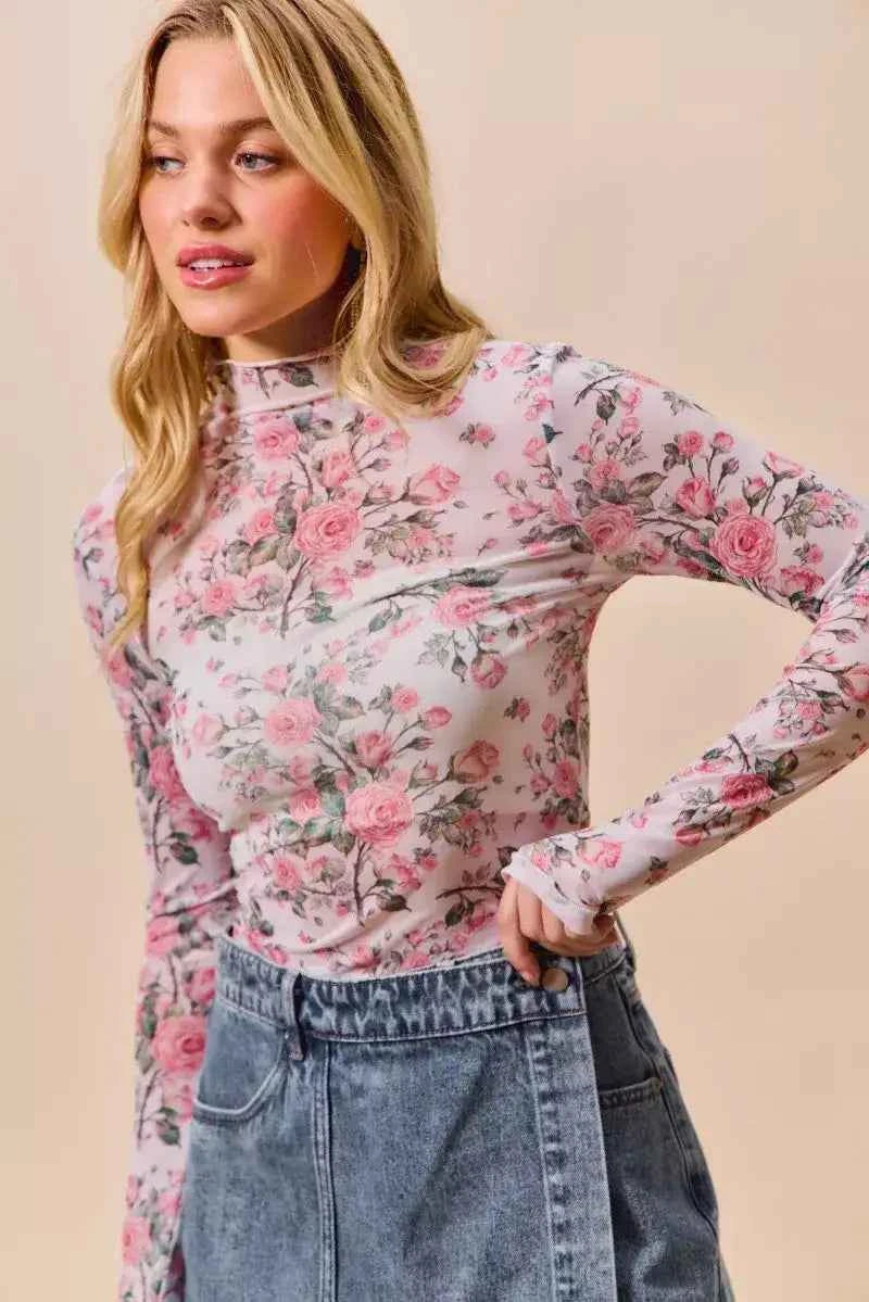 Chic Sheer Floral Layering Top Sekundär produktbild