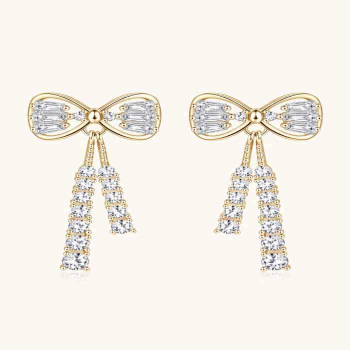 Moissanite bow stud earrings 1.12 carat in 925 silver — primary view