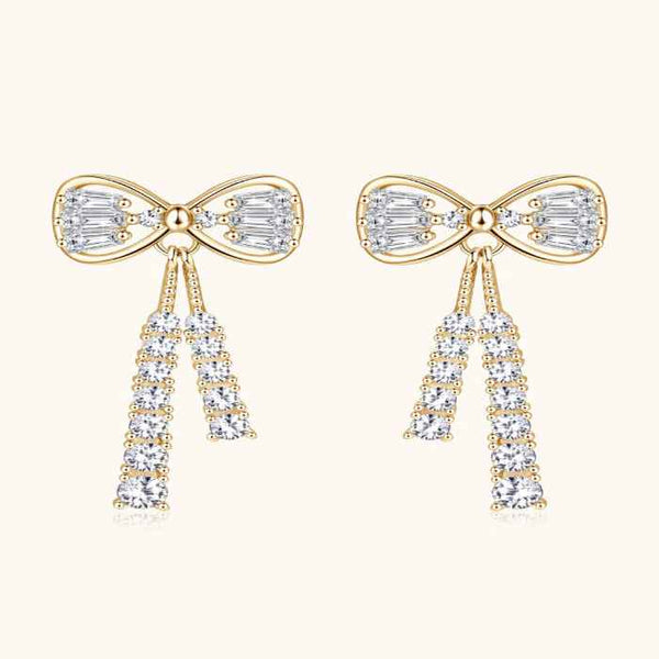 Moissanite bow stud earrings 1.12 carat in 925 silver — primary view