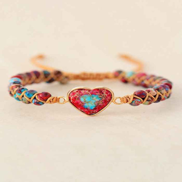 Handmade heart stone beaded bracelet — primary view