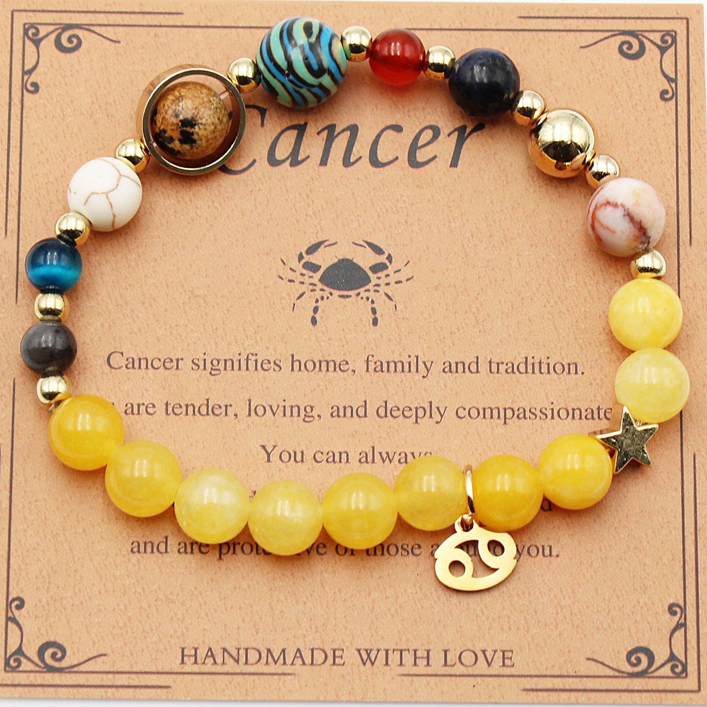 Eight Planets 12 Constellation Bracelet Morgan Stone Beaded Bracelet in various zodiac colors