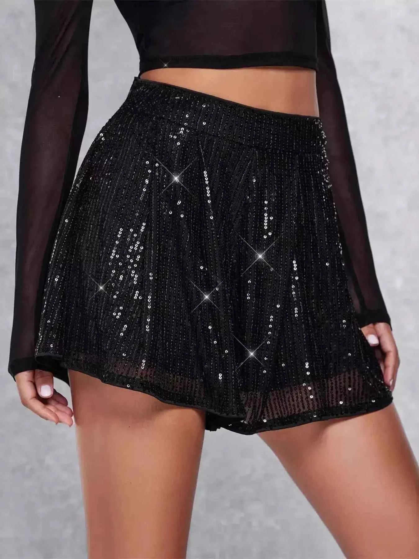 Sequin High Waist Shorts - Splashis