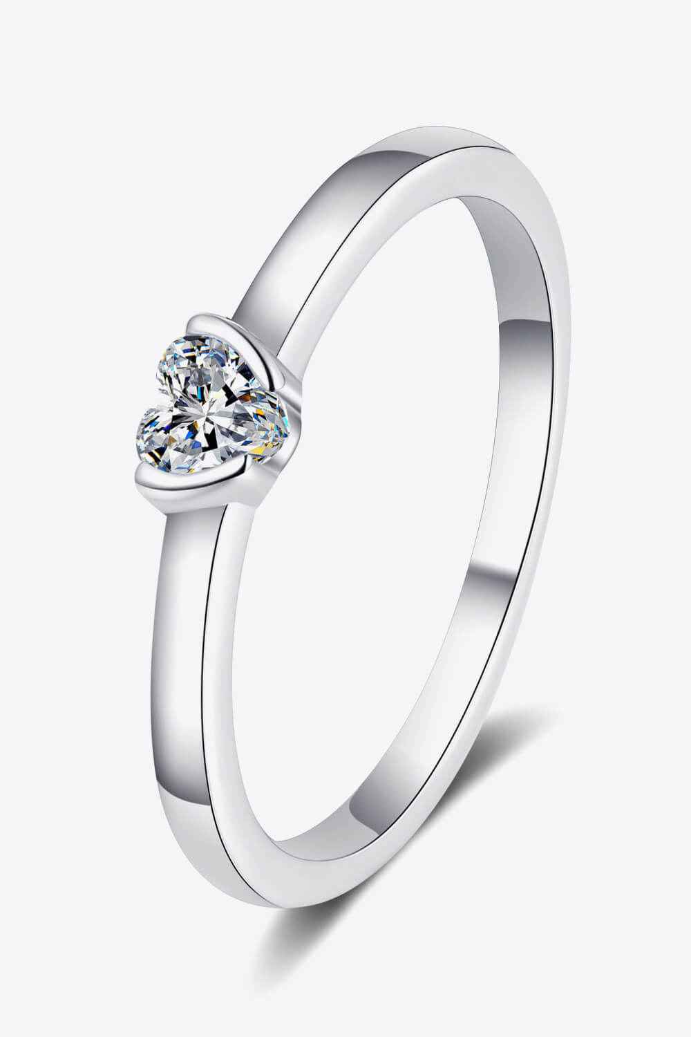 Heart-shaped moissanite solitaire ring — additional view 2