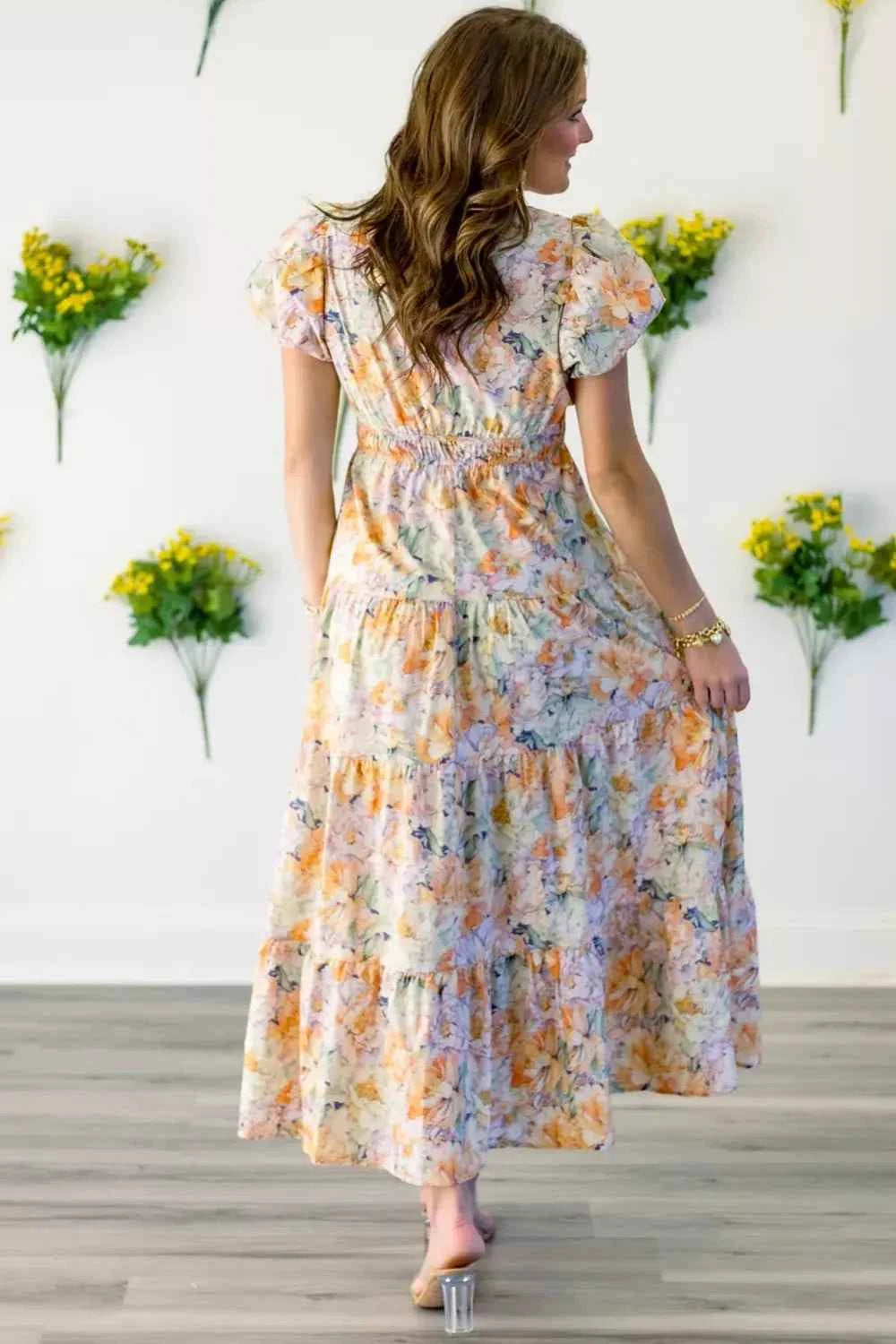 Elegant Floral Smocked Maxi Dress Secondary image