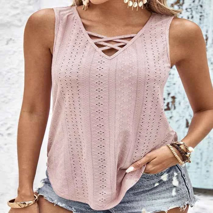 Eyelet wide strap tank top — primary view Main image