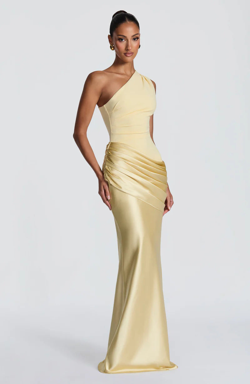 One-shoulder satin mermaid dress — additional view 11