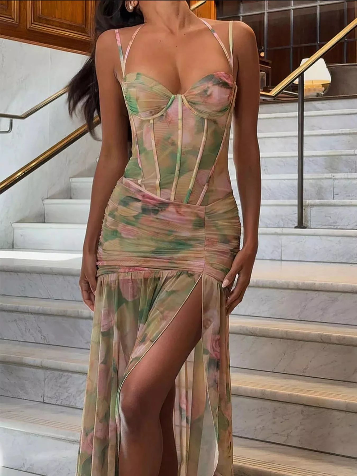 Sweetheart Neck Slit Maxi Dress-Maxi Dress.-Splashis-Splashis