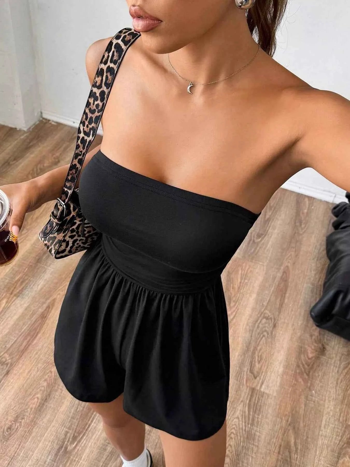Flattering Ruched Waist Romper-Romper-Splashis-Splashis