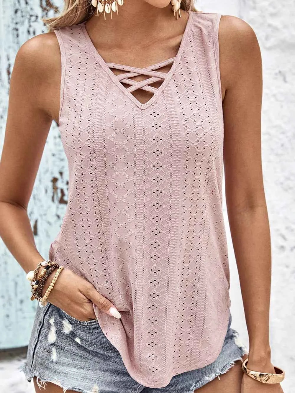 Eyelet Wide Strap Tank Secondary image