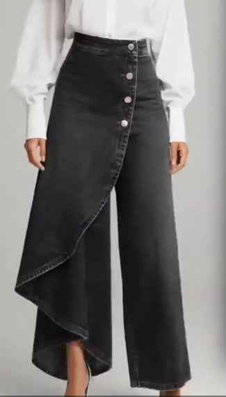 Stylish Wide-Leg Casual Pants-Jeans-Splashis-Color:black-Size:3XL-Splashis