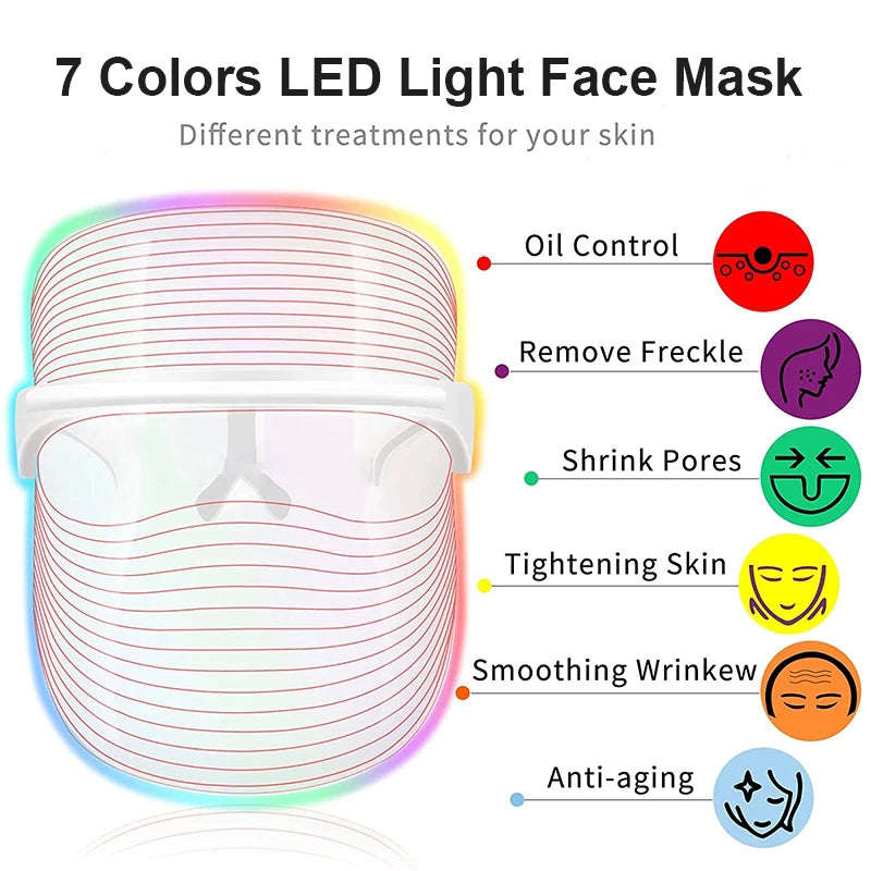 7-Color LED Photon Facial Mask Splashis 470nm blue light 630nm red light 7 color LED mask 7 wavelength LED 90g face mask ABS face mask acne light therapy acne mask device acne treatment mask affordable LED mask anti-aging device anti-aging face