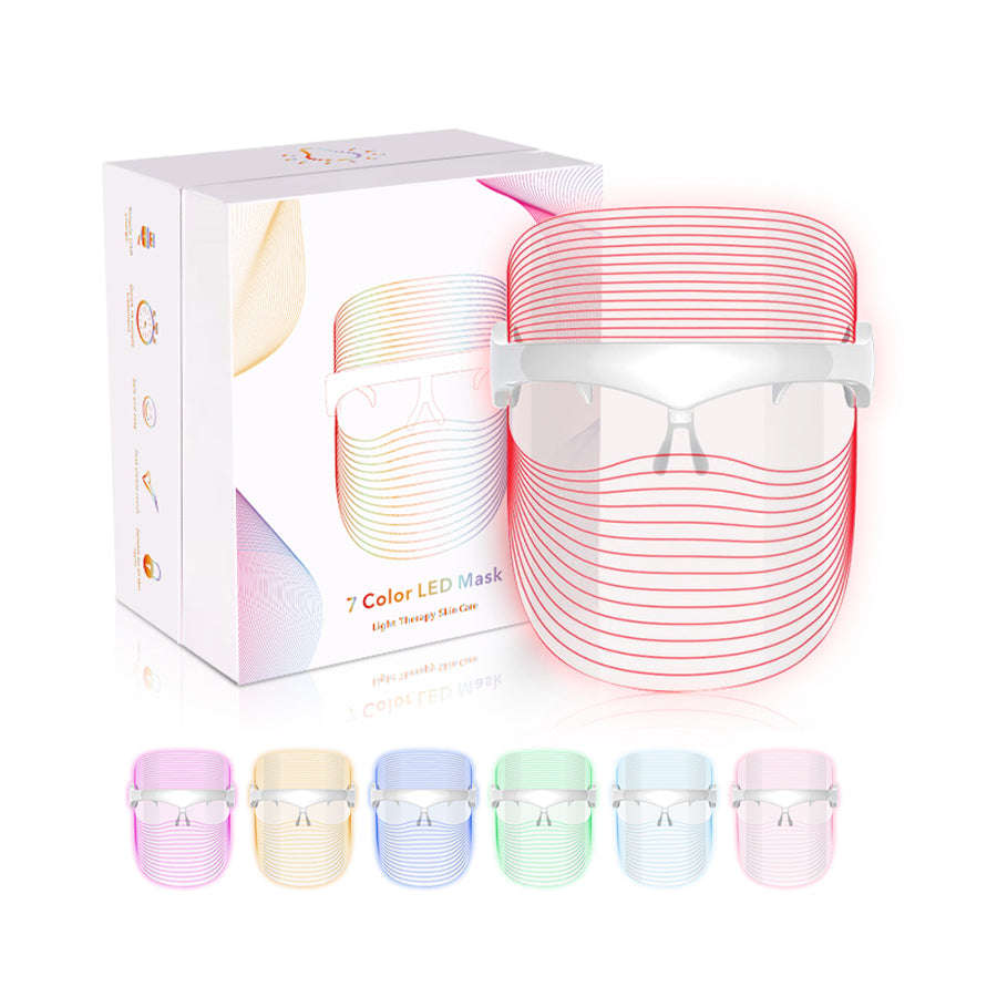 7-Color LED Photon Facial Mask Splashis 470nm blue light 630nm red light 7 color LED mask 7 wavelength LED 90g face mask ABS face mask acne light therapy acne mask device acne treatment mask affordable LED mask anti-aging device anti-aging face