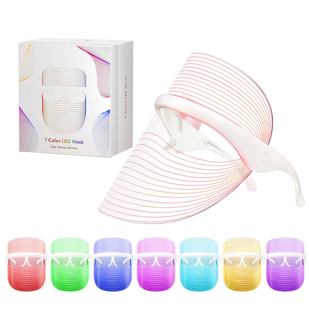 7-Color LED Photon Facial Mask Splashis 470nm blue light 630nm red light 7 color LED mask 7 wavelength LED 90g face mask ABS face mask acne light therapy acne mask device acne treatment mask affordable LED mask anti-aging device anti-aging face