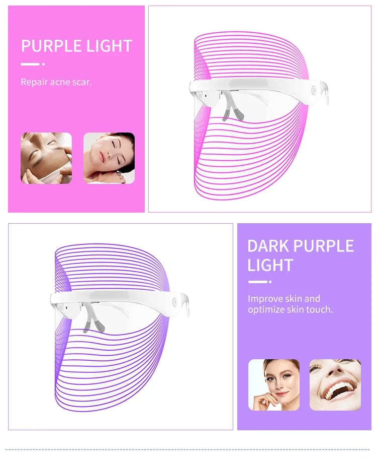 7-Color LED Photon Facial Mask Splashis 470nm blue light 630nm red light 7 color LED mask 7 wavelength LED 90g face mask ABS face mask acne light therapy acne mask device acne treatment mask affordable LED mask anti-aging device anti-aging face