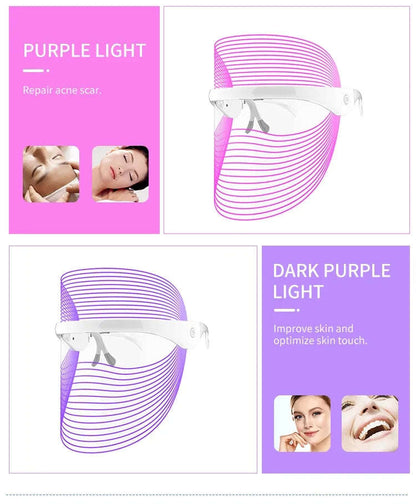 7-Color LED Photon Facial Mask Splashis 470nm blue light 630nm red light 7 color LED mask 7 wavelength LED 90g face mask ABS face mask acne light therapy acne mask device acne treatment mask affordable LED mask anti-aging device anti-aging face