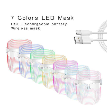 7-Color LED Photon Facial Mask Splashis 470nm blue light 630nm red light 7 color LED mask 7 wavelength LED 90g face mask ABS face mask acne light therapy acne mask device acne treatment mask affordable LED mask anti-aging device anti-aging face
