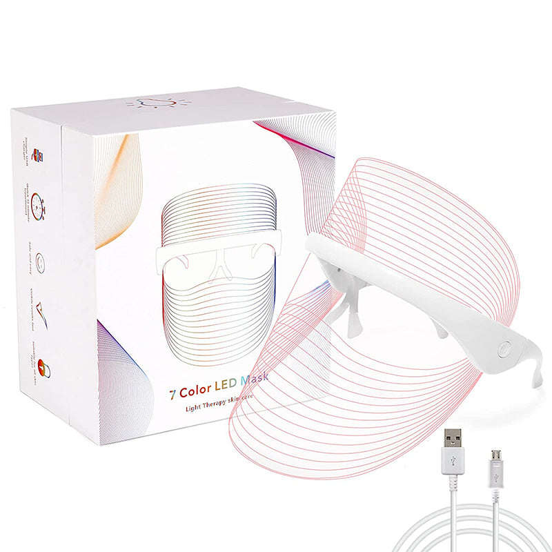 7-Color LED Photon Facial Mask Splashis 470nm blue light 630nm red light 7 color LED mask 7 wavelength LED 90g face mask ABS face mask acne light therapy acne mask device acne treatment mask affordable LED mask anti-aging device anti-aging face
