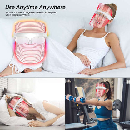 7-Color LED Photon Facial Mask Splashis 470nm blue light 630nm red light 7 color LED mask 7 wavelength LED 90g face mask ABS face mask acne light therapy acne mask device acne treatment mask affordable LED mask anti-aging device anti-aging face