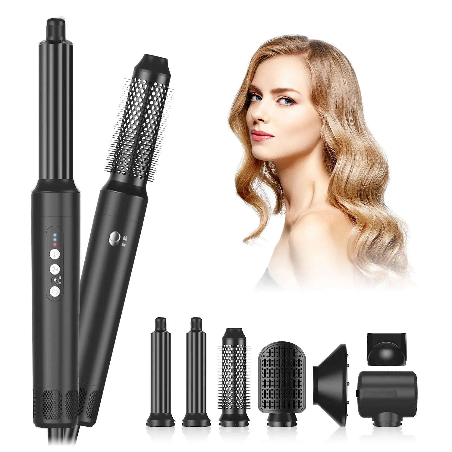 7-in-1 Hair Dryer & Styling System Splashis 110000-rpm-motor 1250w-hair-dryer 7-in-1-hair-styler active-lifestyle affordable-professional-tool all-hair-types all-in-one-hair-styler bad-hair-day-solution beauty-appliances beauty-gift