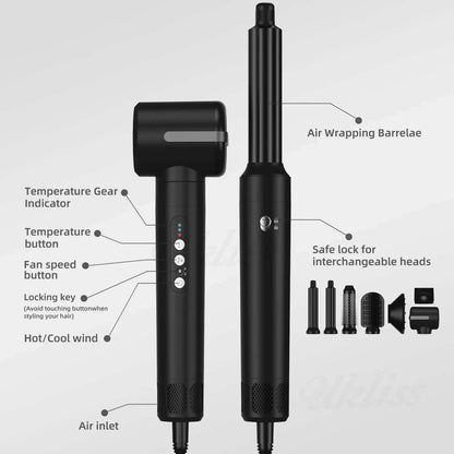 7-in-1 Hair Dryer & Styling System Splashis 110000-rpm-motor 1250w-hair-dryer 7-in-1-hair-styler active-lifestyle affordable-professional-tool all-hair-types all-in-one-hair-styler bad-hair-day-solution beauty-appliances beauty-gift