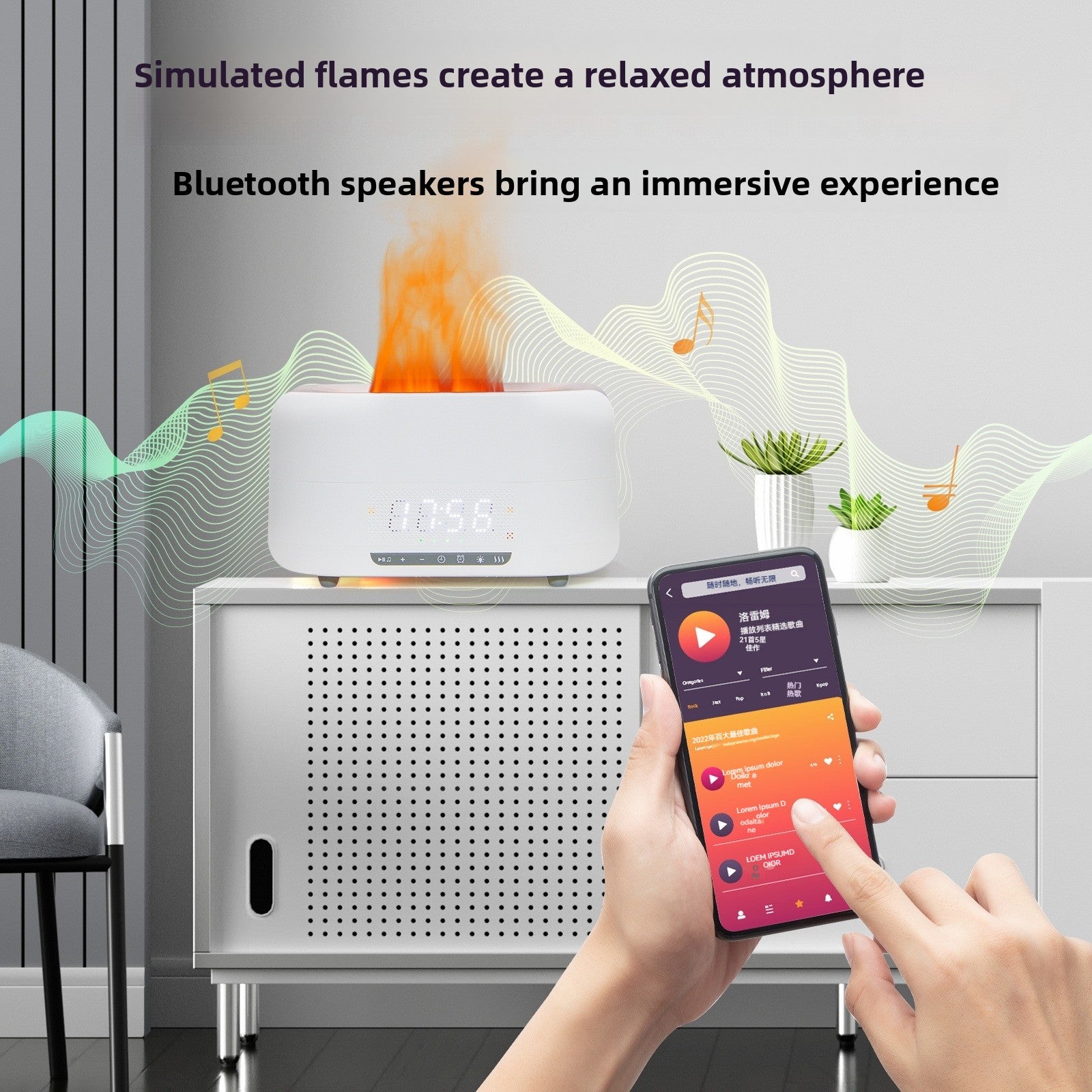 Flame Aromatherapy Machine with Humidifier and Bluetooth Speaker Zweitbild