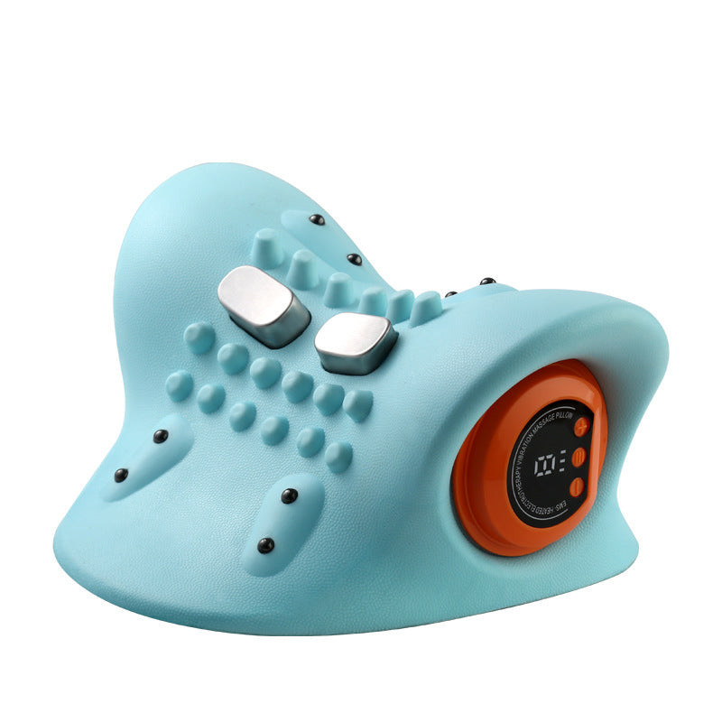 Massage pillow shown in use for neck support