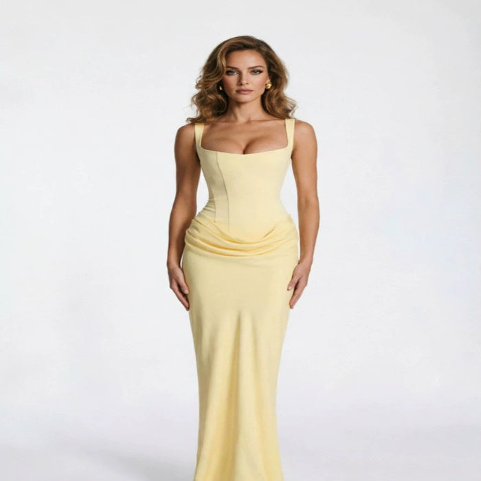 Wrap-style high-waist evening dress — primary view Main image