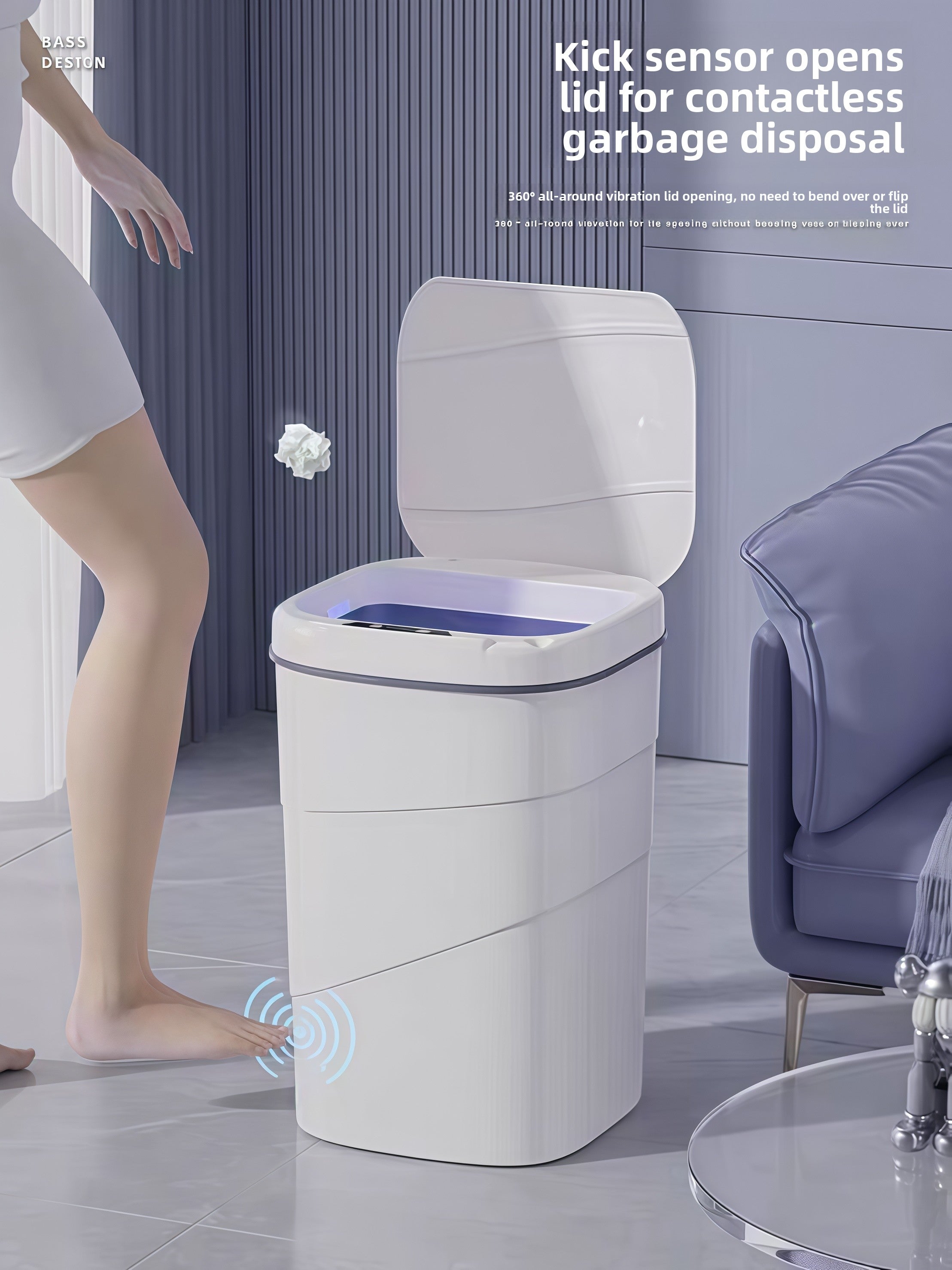 Smart Sensor Trash Can Automatic Lid Large Capacity Kitchen Bathroom Zweitbild