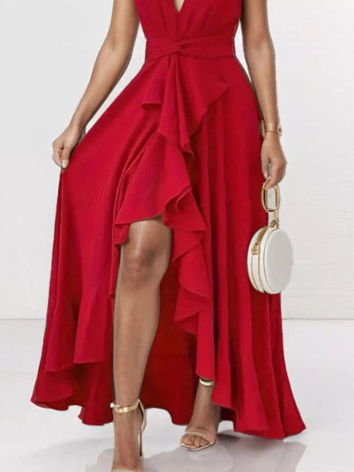 Full Size Ruffled High-Low Maxi Dress Plus Size-Maxi Dress.-Splashis-Splashis