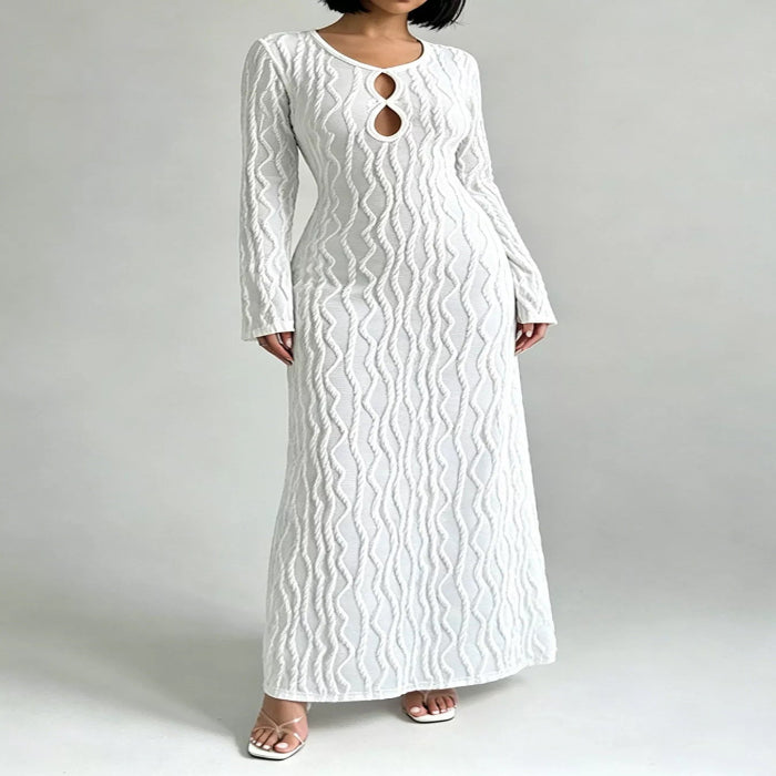 Textured Cut-Out Long Sleeve Maxi Dress — primary view Main image
