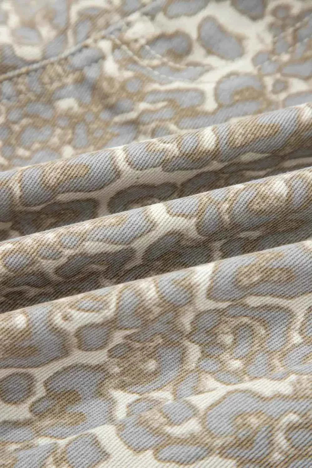 Raw Edge Leopard Print Denim Shorts - Splashis