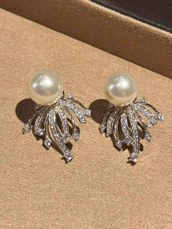 Zircon and pearl earrings in 925 sterling silver — additional view 4