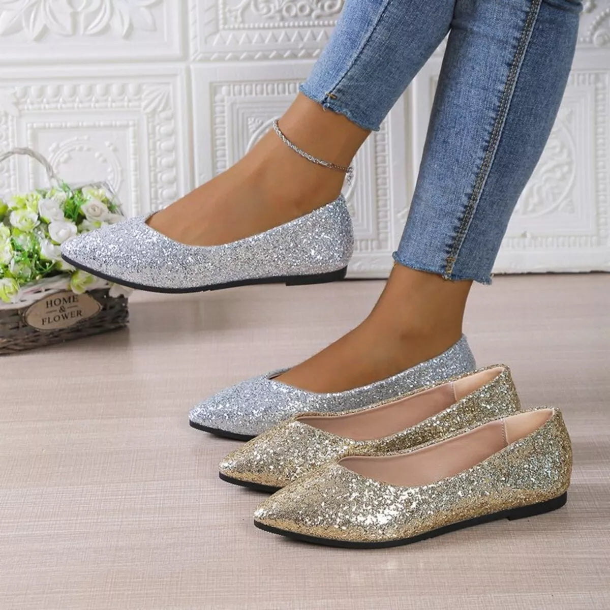 Point toe flat slip-on shoes — primary view Main image