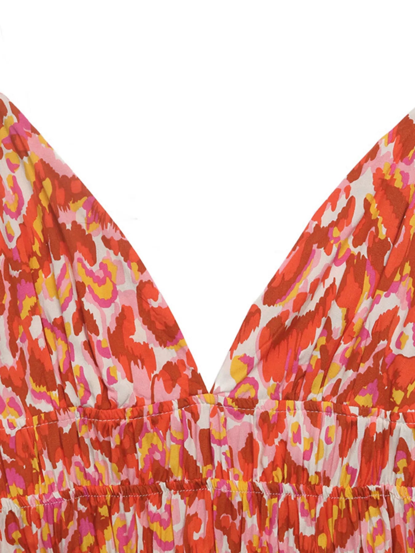 Printed V-Neck Sleeveless Smocked Maxi Dress-Maxi Dress.-Splashis-Splashis