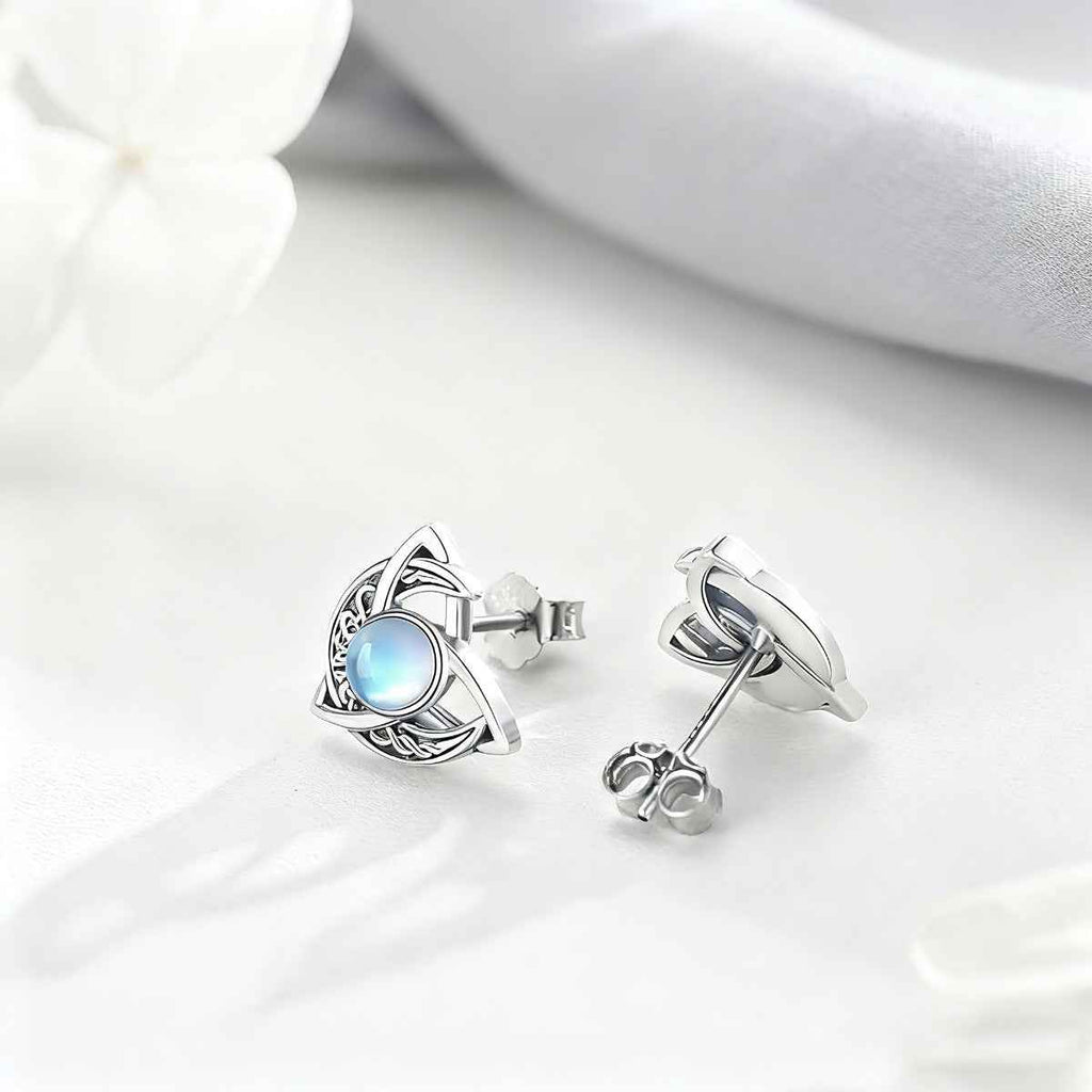 Moonstone stud earrings in 925 sterling silver — additional view 3