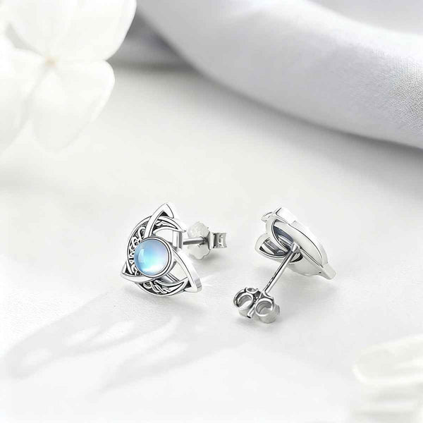Moonstone stud earrings in 925 sterling silver — additional view 3