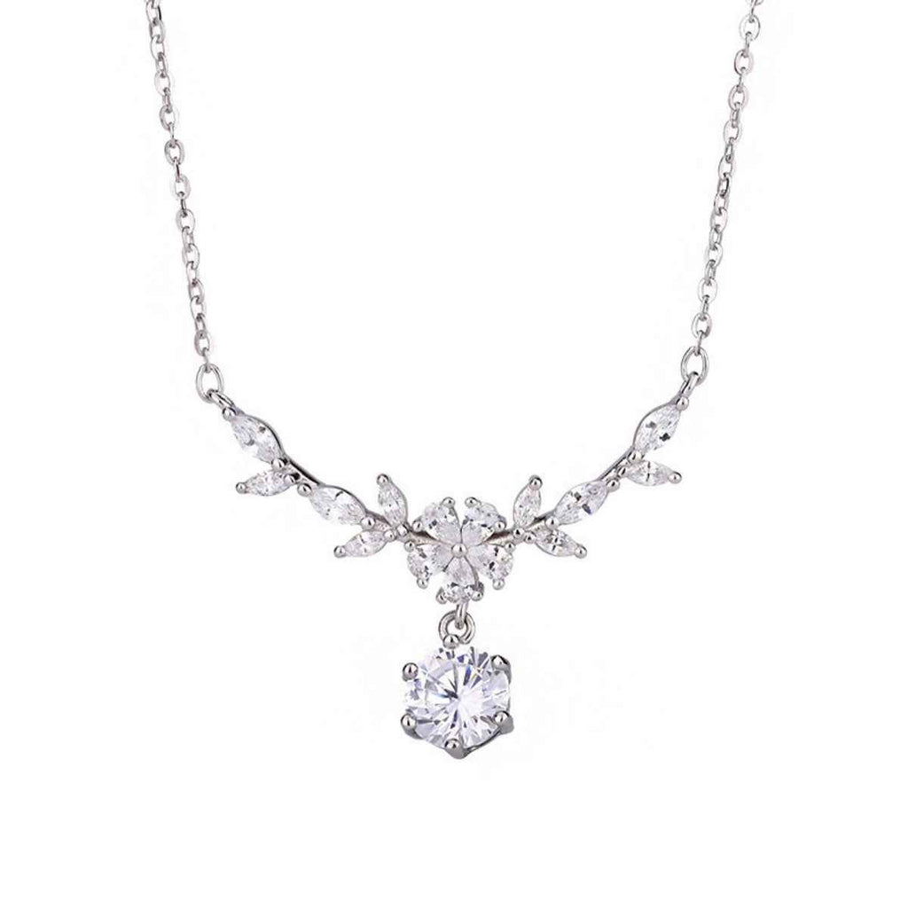 1ct moissanite leaf and flower necklace in 925 silver — additional view 5
