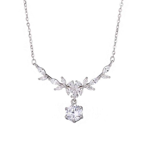 1ct moissanite leaf and flower necklace in 925 silver — additional view 5
