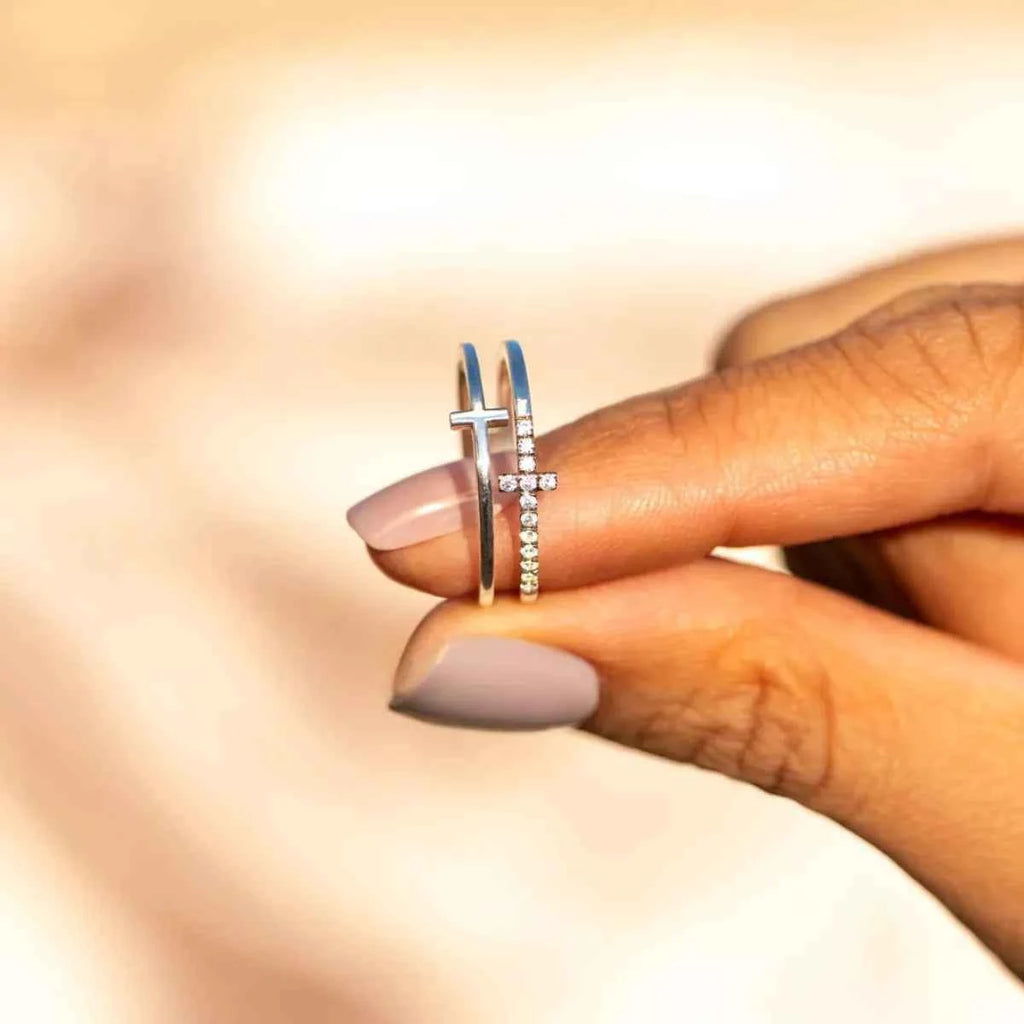 Double band zircon cross ring in 925 silver — additional view 7