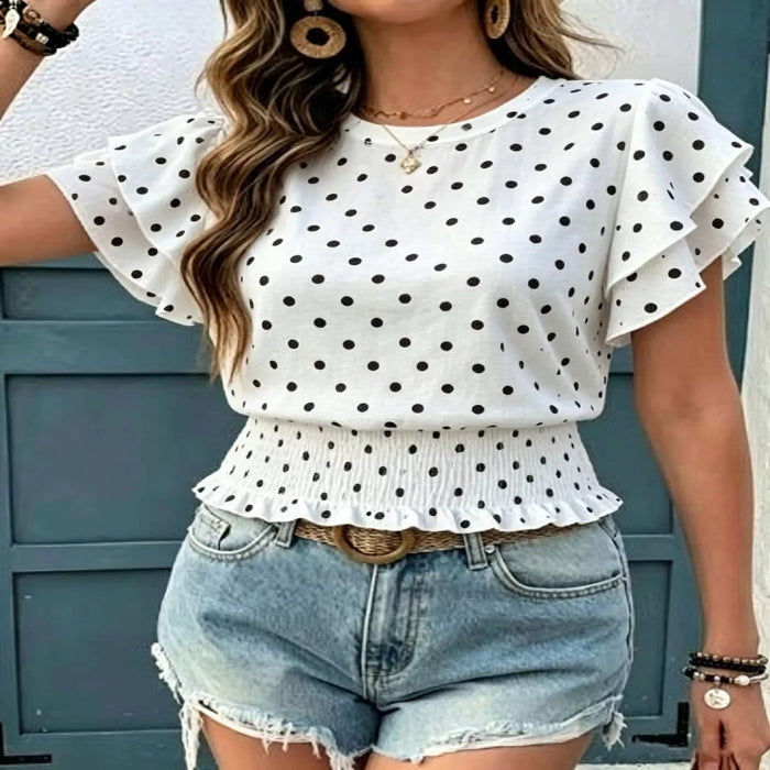 Polka dot ruffle sleeve blouse — primary view Hauptbild