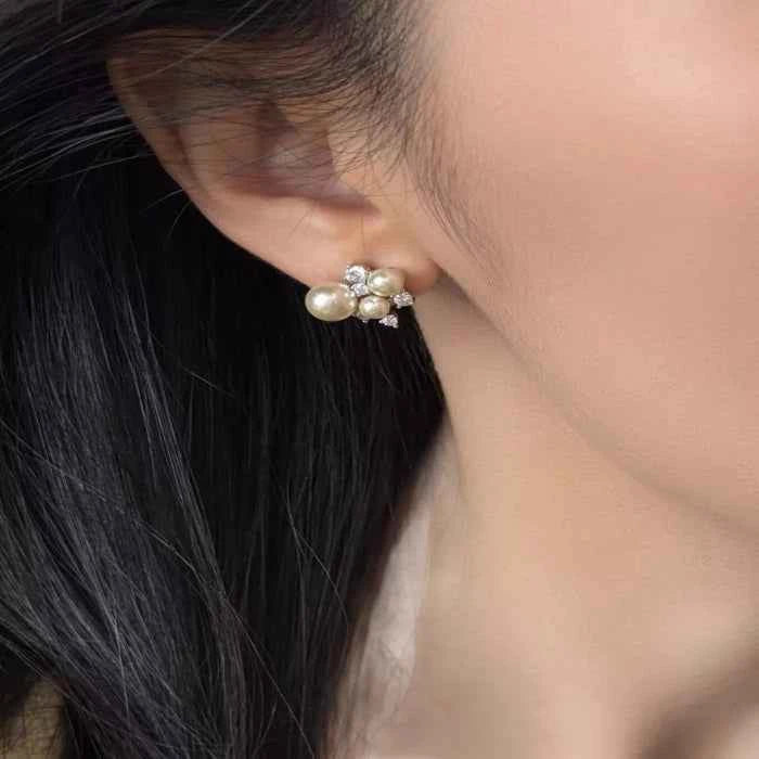 Pearl cluster stud earrings — primary view Main image