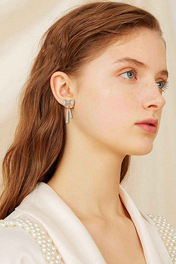 Moissanite bow stud earrings 1.12 carat in 925 silver — additional view 11